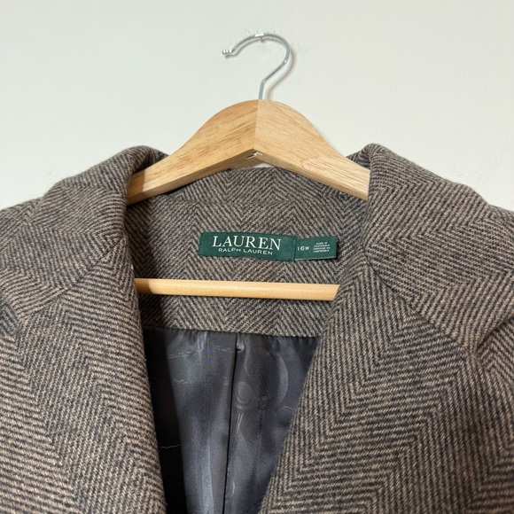 Lauren Ralph Lauren Wool Blend Herringbone Longline Classic Coat size 16 - Picture 2 of 9
